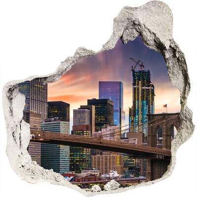 Hole wall sticker Brooklyn Bridge in New York