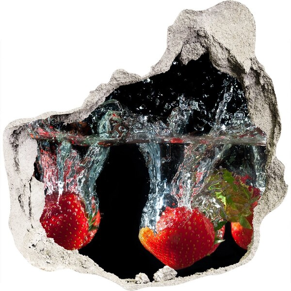 3D wall hole Strawberries under water