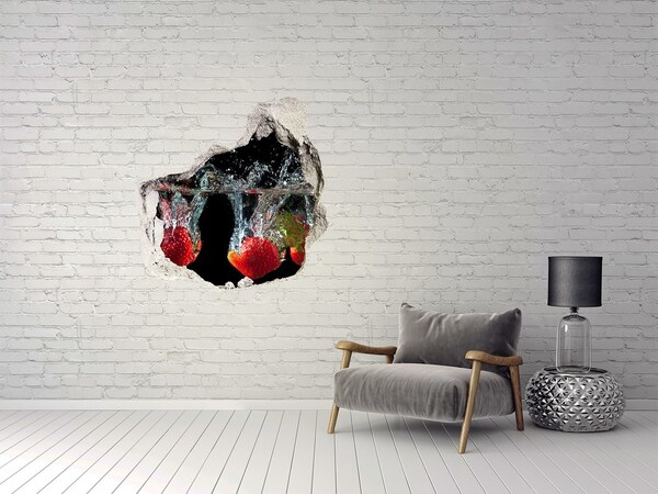 3D wall hole Strawberries under water