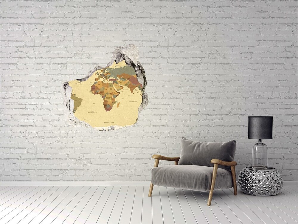 Hole wall sticker Political map