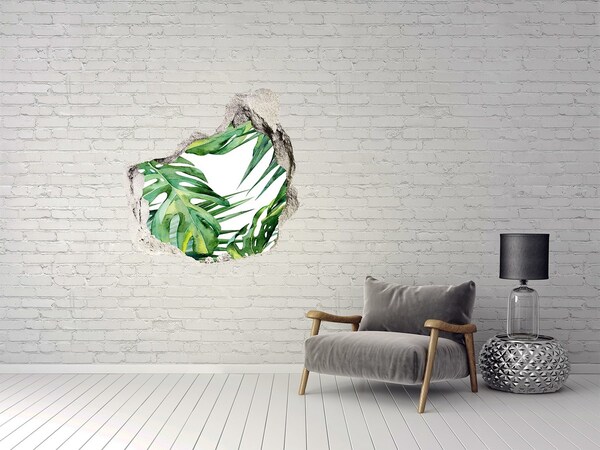 Hole wall sticker Green jungle behind the wall