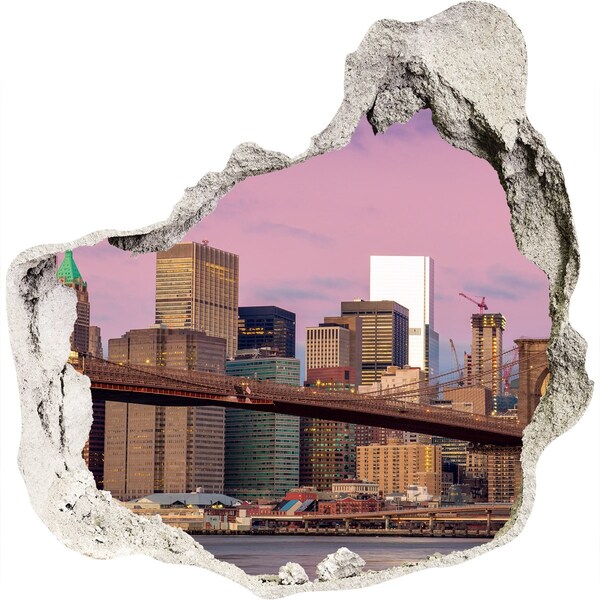 3D wall hole View of the Brooklyn Bridge in New York