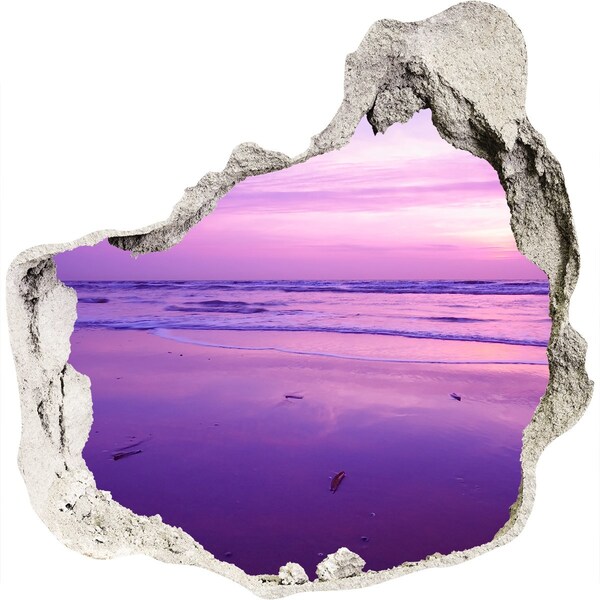 3D wall hole Sunset over the sea