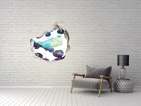 3D wall hole wallpaper Colorful galaxy