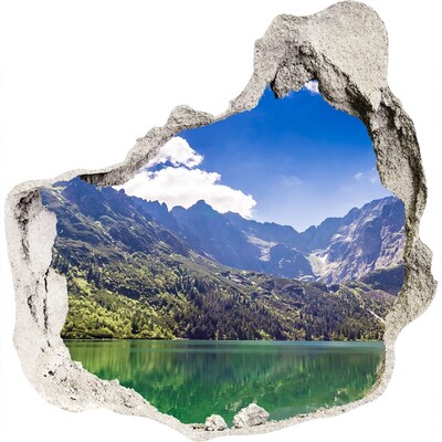Hole in the wall sticker Mountain landscape by the lake