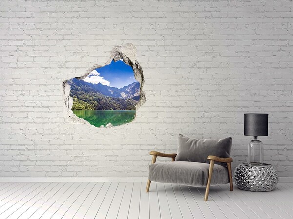 Hole in the wall sticker Mountain landscape by the lake