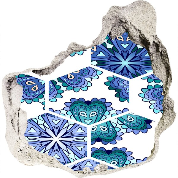 Hole in the wall sticker Colorful pattern on the wall