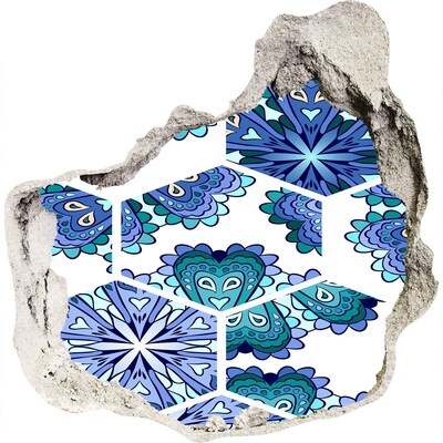 Hole in the wall sticker Colorful pattern on the wall