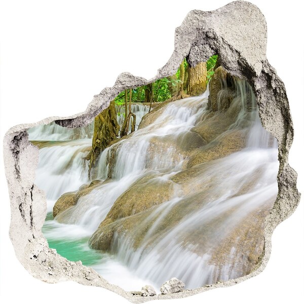 Hole wall sticker Waterfall in the jungle