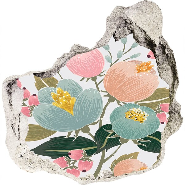 Hole in the wall decal Floral pattern