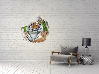 Hole in the wall decal Tiger in its natural habitat