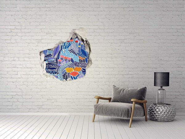 Hole in the wall sticker Floral pattern