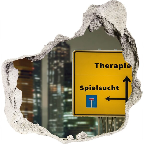 Hole in the wall decal City at night with therapeutic signage