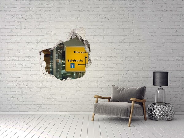 Hole in the wall decal City at night with therapeutic signage