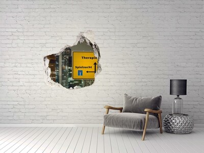 Hole in the wall decal City at night with therapeutic signage