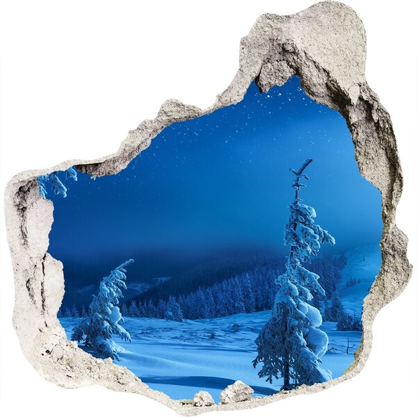 Hole in the wall decal Winter landscape in the mountains