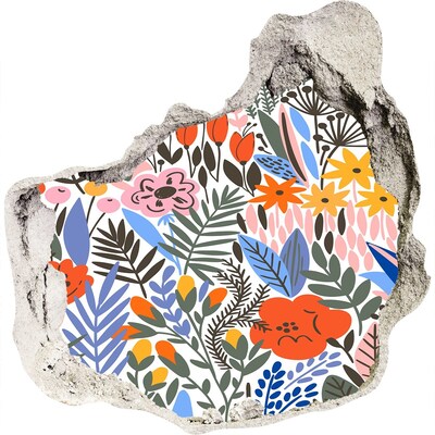 3D wall hole wallpaper Flower Mural Through a Hole in the Wall