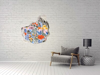 3D wall hole wallpaper Flower Mural Through a Hole in the Wall