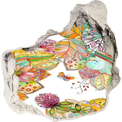 Hole wall sticker A flower paradise behind the walls