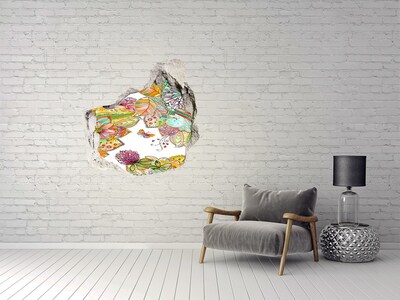 Hole wall sticker Bird and ornaments