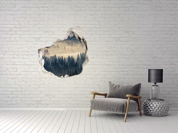 3D wall hole Sunken forest in the fog