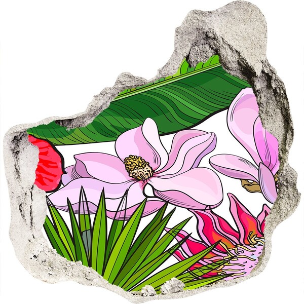 Hole wall sticker Hole-in-the-wall tropical garden