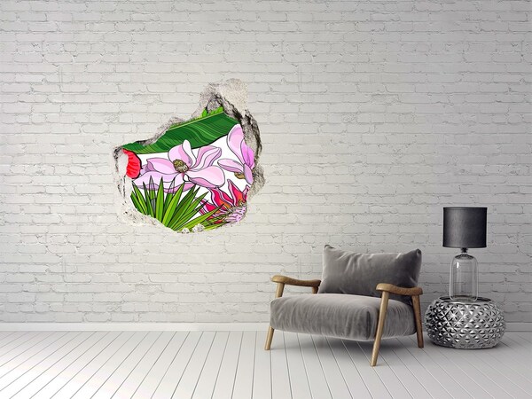 Hole wall sticker Hole-in-the-wall tropical garden