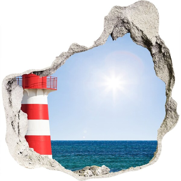 Hole wall sticker A lighthouse by the sea