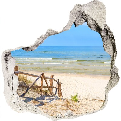 Hole wall sticker View of the seaside beach