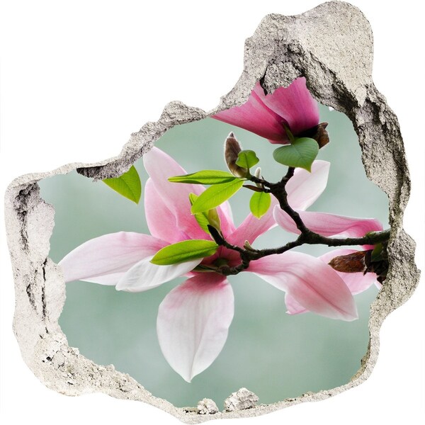 3D wall hole Magnolia flowers in a damaged wall
