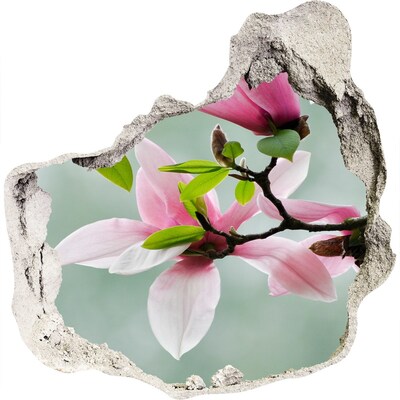 3D wall hole Magnolia flowers in a damaged wall