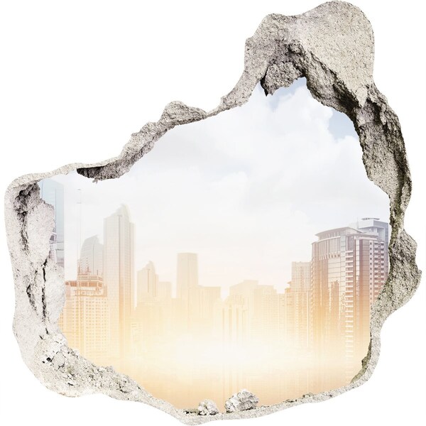 Hole wall sticker View of the modern city