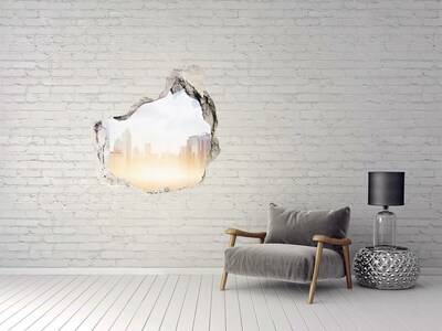 Hole wall sticker View of the modern city