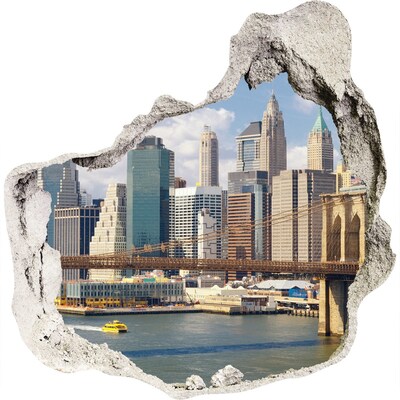 3D wall hole wallpaper New York behind the hole in the wall