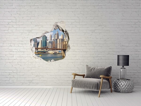 3D wall hole wallpaper New York behind the hole in the wall