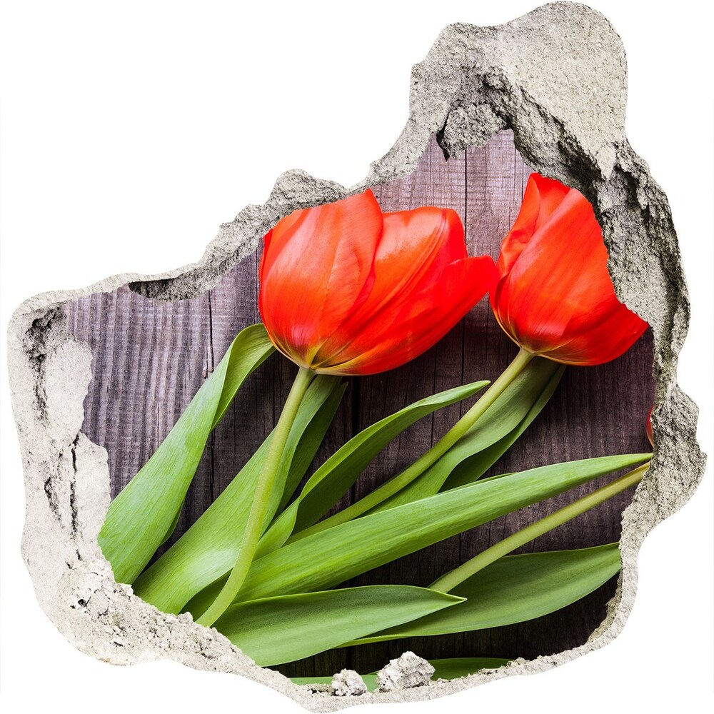 Hole wall sticker Red tulips