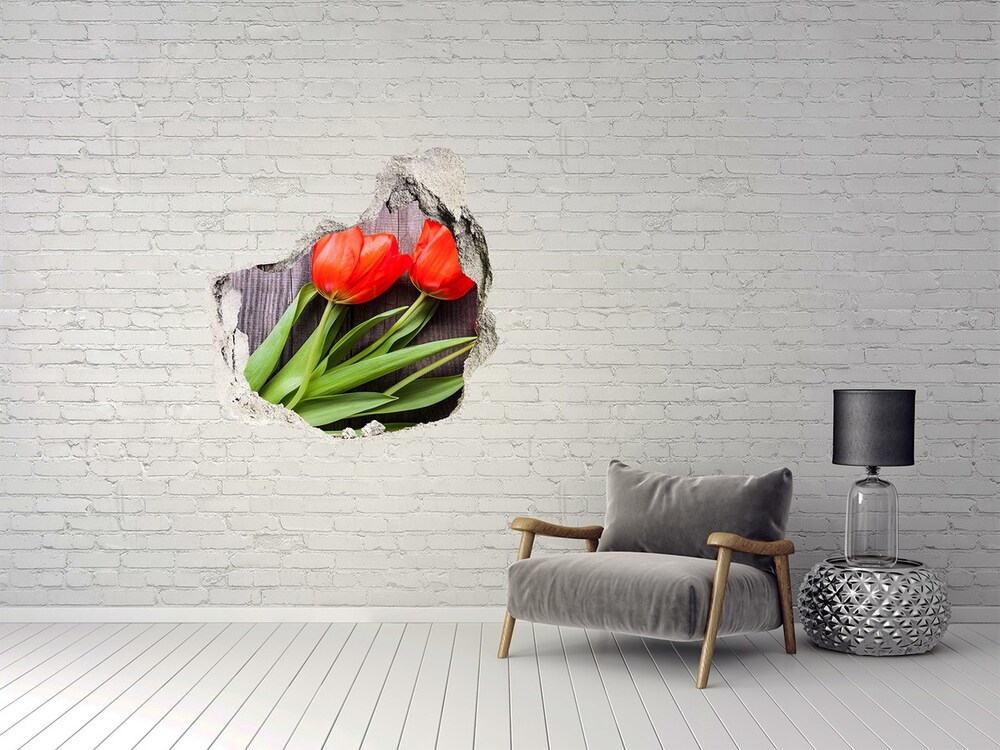 Hole wall sticker Red tulips