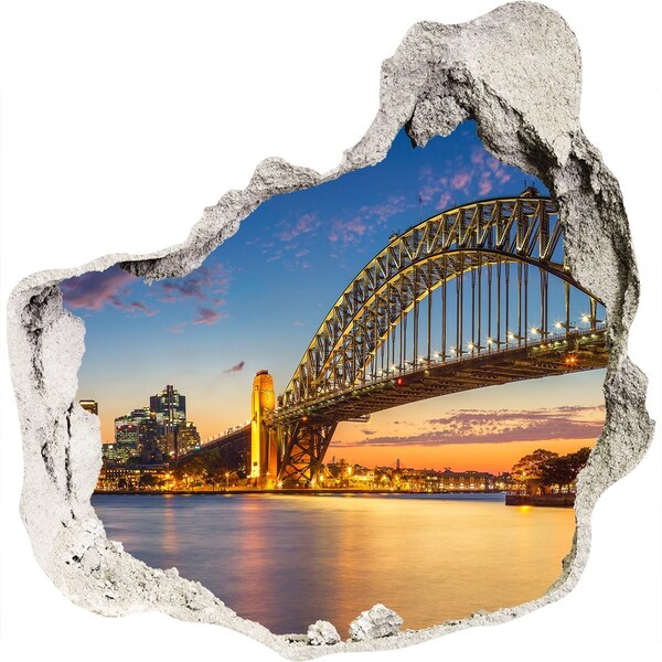 Hole in the wall decal Sydney Bridge at sunset
