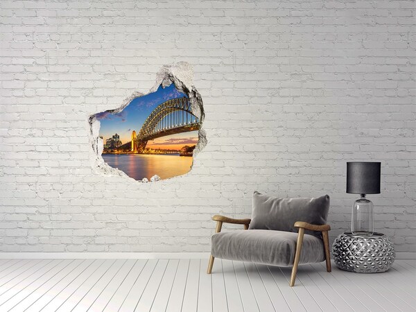 Hole in the wall decal Sydney Bridge at sunset