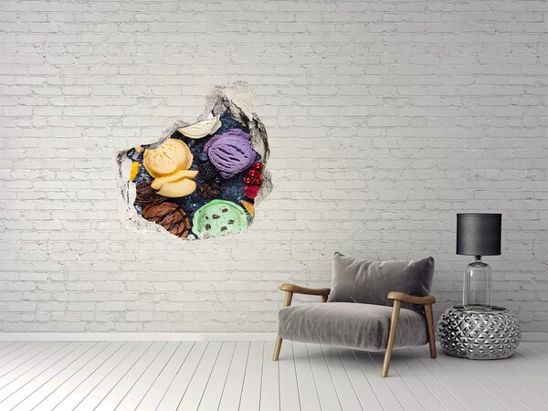 Hole in the wall sticker Colorful ice cream