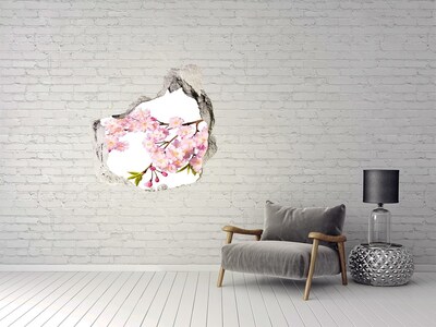 Hole wall sticker Blossom cherry tree in a hole in the wall