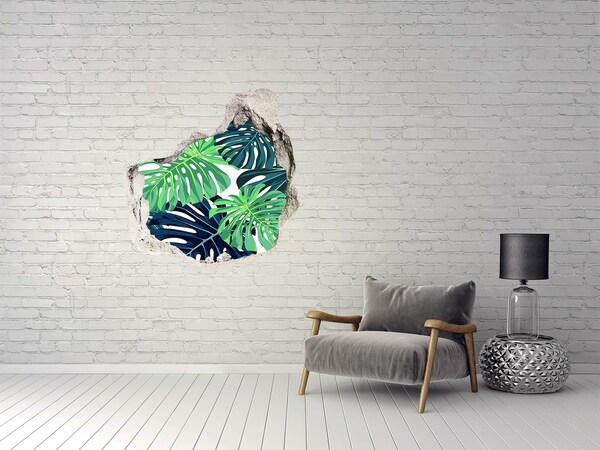 Hole in the wall decal Tropical leaves