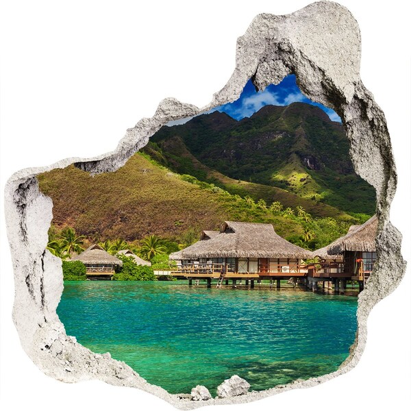 Hole in the wall decal A tropical oasis among the mountains
