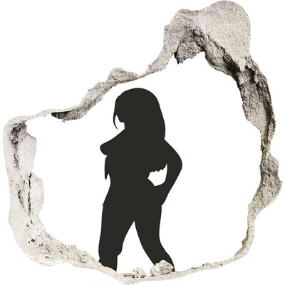 Hole in the wall sticker A woman's silhouette