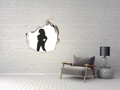 Hole in the wall sticker A hole in the wall with a woman's silhouette