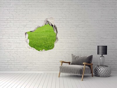 Hole in the wall sticker Green meadow through a hole in the wall