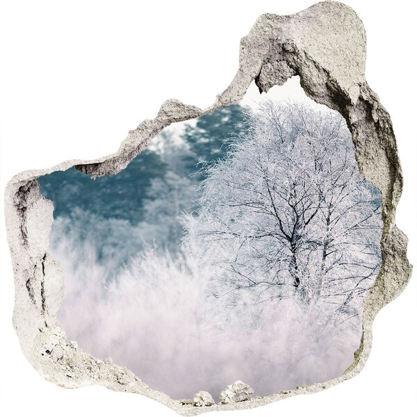 3D wall hole wallpaper Winter trees