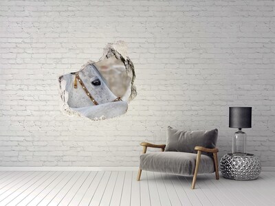 3D wall hole wallpaper A horse in an elegant bridle