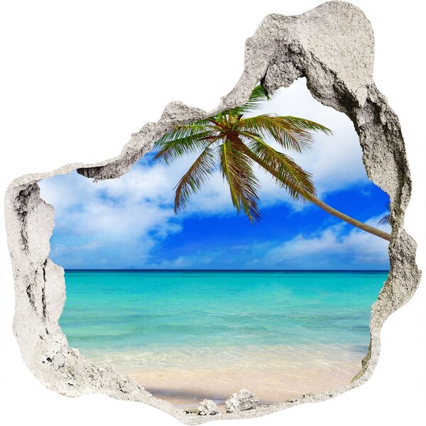 Hole in the wall decal Tropical beach with a palm tree