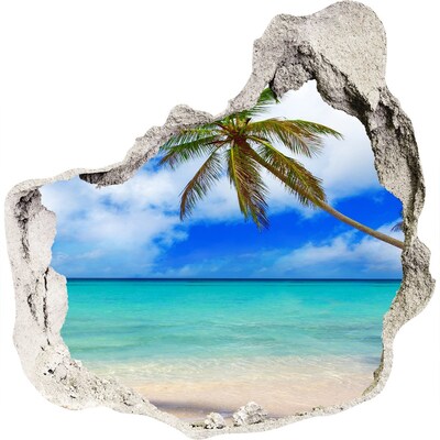 Hole in the wall decal Tropical beach with a palm tree